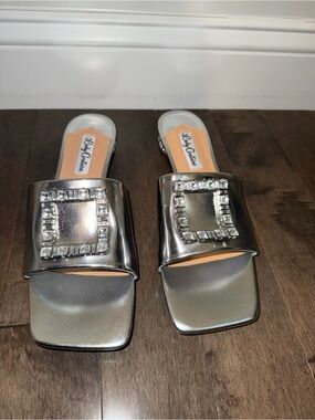 Lady Couture Silver Embellished Slide Sandals